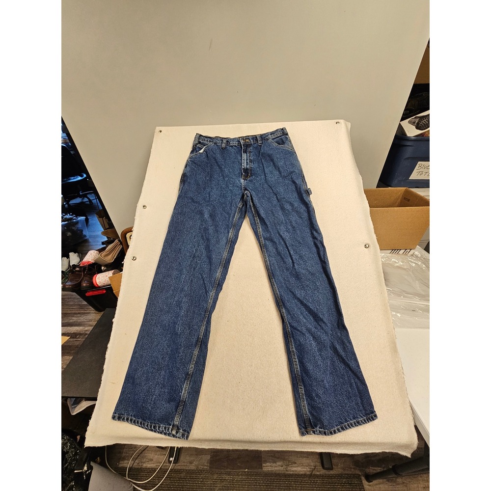 RK‎ Brand Mens Carpenter Jeans 36x34 Blue Denim Workwear Utility Pants 5750